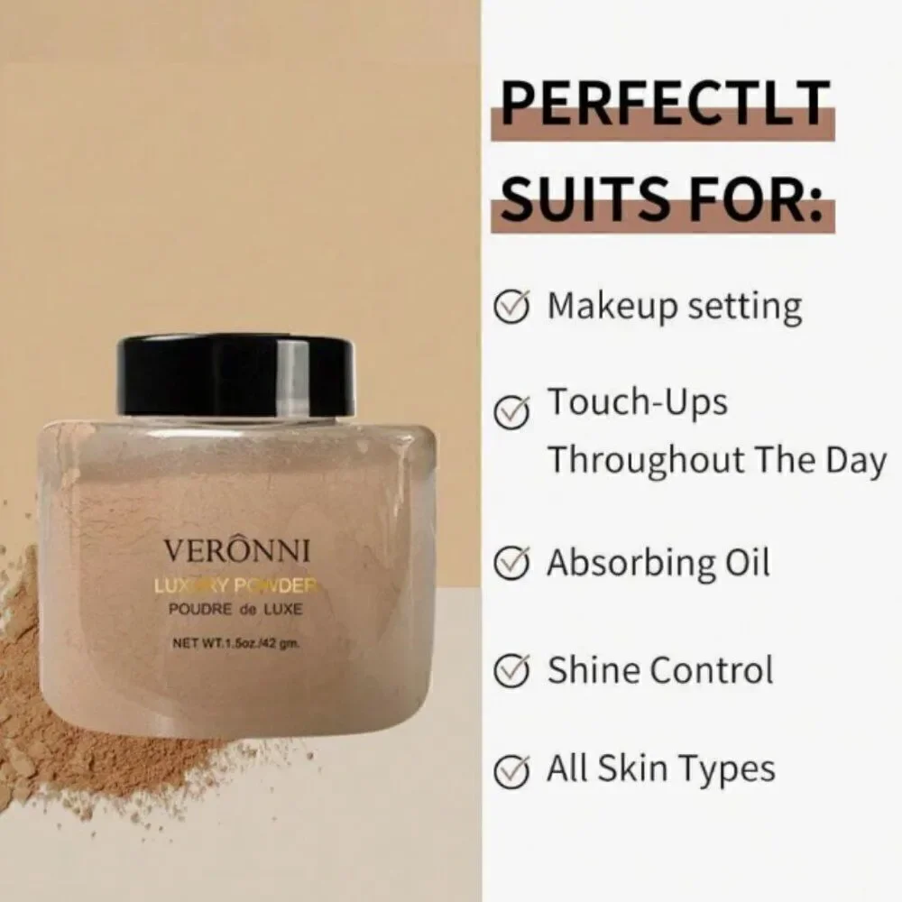 New! Matte Finishing Makeup Loose Setting Powder, Long-Lasting w/ Oil Control